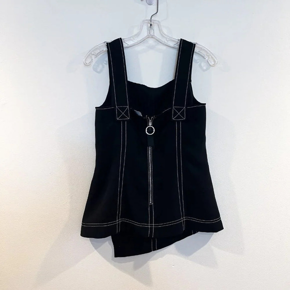 GREY Jason Wu Black Contrast Stitched Boxy Asymmetrical Designer Tank Top 4 - Picture 6 of 6